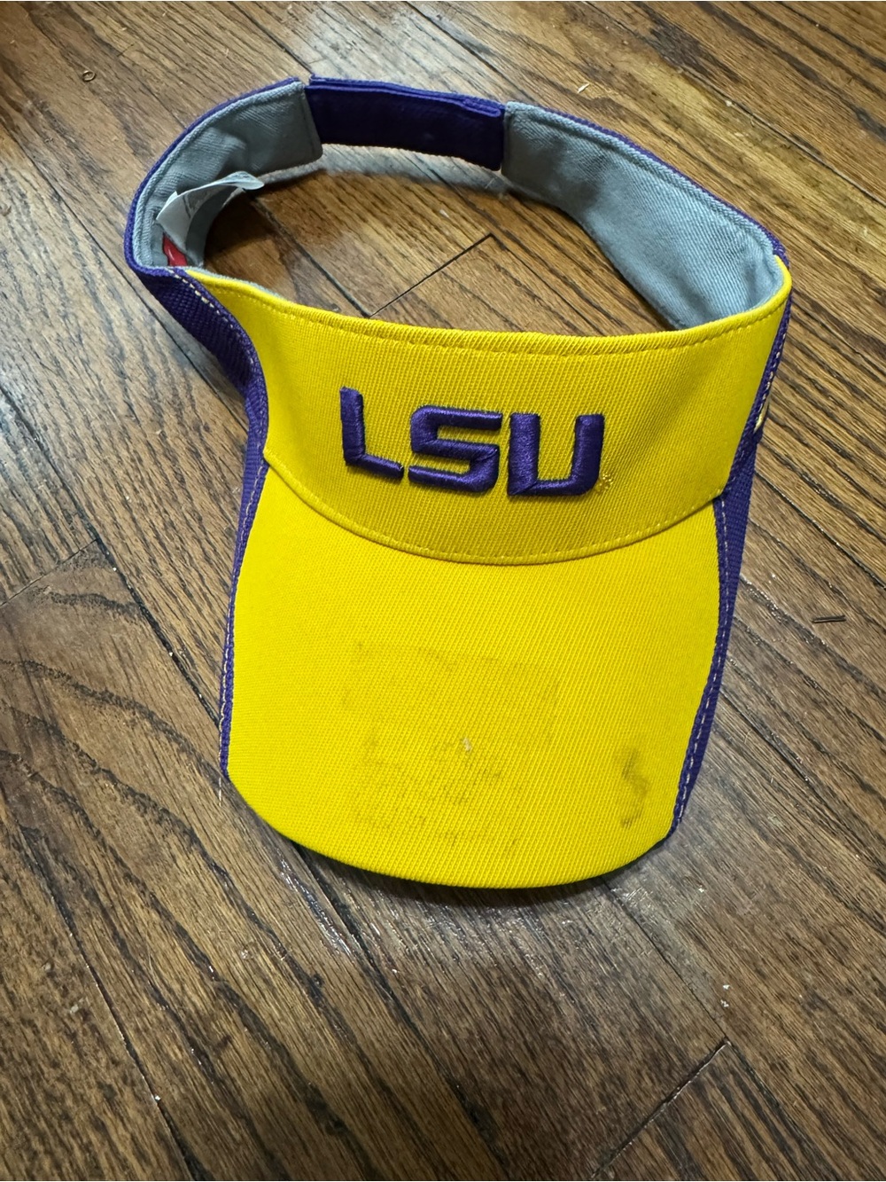 Nike Gray Visor with Red Swoosh Patch and Purple Trim